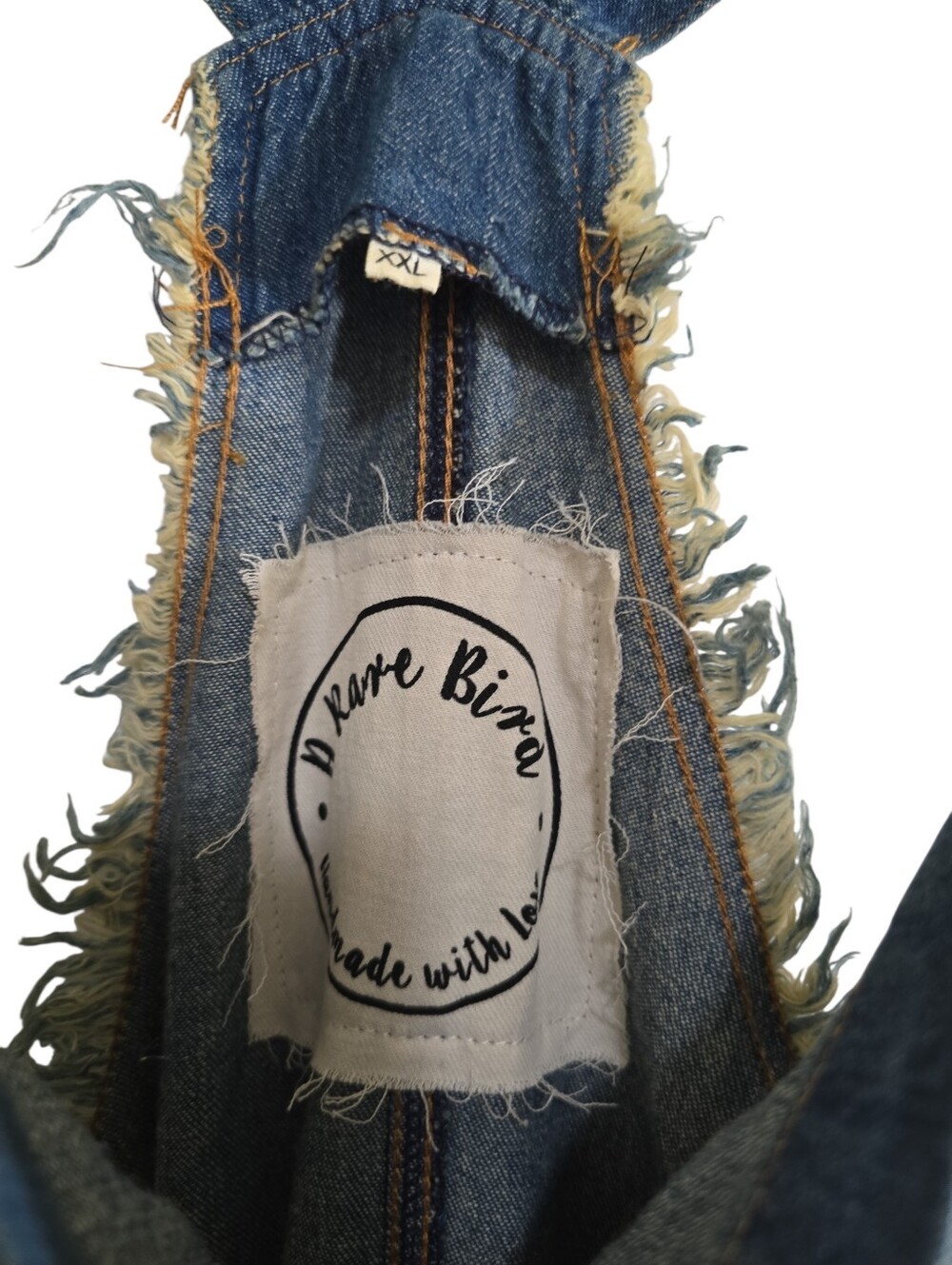 A Rare Bird Denim Overall Patchwork Maxi Dress XXL Tie Back Boho Cottagecore - Picture 3 of 8